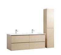Mobile da bagno doppio lavabo 120 cm + colonna in rovere Sorrento