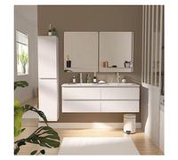 Mobile da bagno doppio vasca 120 cm + colonna bianca + 2 specchi Sorrento + 2 rubinetti cromati