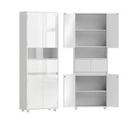 MOBILE BAGNO ALTO HOMCOM IT834-986V00WT - MDF, Bianco lucido, 2 porte, 2 ripiani