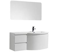 Mobile da bagno LAURANCE 1200, bianco lucido - armadietto e specchio a scelta, Specchio:Senza specchio, Versione:Lavabo a destra