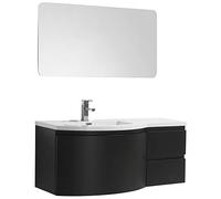 Mobile da bagno LAURANCE 1200, nero opaco - armadietto a specchio e specchio a scelta, Specchio:Senza specchio, Versione:Lavabo a sinistra