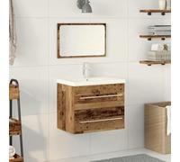Mobile da bagno, mobile da bagno, mobiletto alto, con vasca, con cassetti, 2 pezzi in legno anticato, adatto per WC, soggiorno, camera da letto, cucina, facile da mantenere, facile da montare