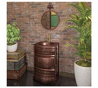 Mobile da Bagno Moderno con Rubinetto e Scarico Mobile da Bagno autoportante Mobile da Bagno in Stile Industriale 20,8 x 17,7 x 32,2 Pollici, Bronzo, con Specchio (Rosso Rame con Specchio)