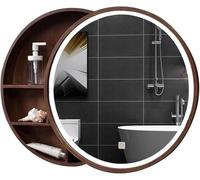 Mobile da bagno moderno con specchio LED impermeabile in legno massiccio da parete, design elegante (50/60/70 cm) per uso domestico e ufficio.