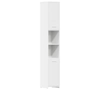 Mobile da Bagno Moderno in Legno Tecnico, 6 Scomparti, 2 Ante, Colore Bianco, 30x30x183.5 cm, Facile da Pulire, Assemblaggio Richiesto