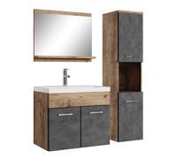 Mobile da bagno Montreal 60cm Rovere Castagno Grigio - armadio mobiletto lavabo