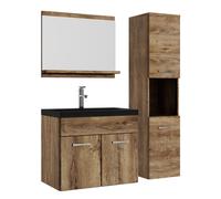 Mobile da bagno Montreal 60cm Rovere Marrone - armadio mobiletto lavabo Nero -
