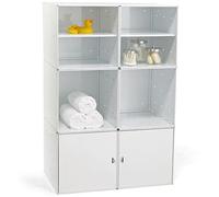 Mobile da Bagno o Cucina QBO 6 Moduli 70x35xh105h cm Con ante e Mensole in Colore Bianco bianco