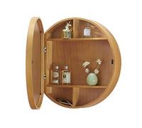 Mobile da bagno rotondo con mensola, colore giallo, elegante, da parete, 50 x 50 x 13 cm, ideale per l'arredamento del bagno e soluzione salvaspazio