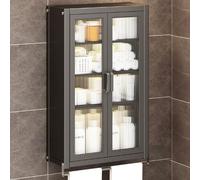Mobile da bagno salvaspazio da parete, installazione senza trapano, per WC e peccato, multifunzione, con robuste ante in metallo (40 x 15 x 71 cm)