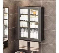 Mobile da bagno salvaspazio da parete, installazione senza trapano, per WC e peccato, multifunzione, con robuste ante in metallo (40 x 15 x 71 cm)