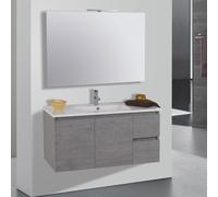 Mobile da Bagno Sospeso 100cm Mazzoni Maiorca Light 2+2 Grigio Cemento