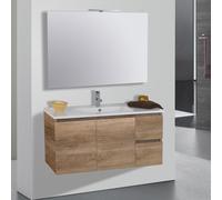 Mobile da Bagno Sospeso 100cm Mazzoni Maiorca Light 2+2 Noce Chiaro Frassinato
