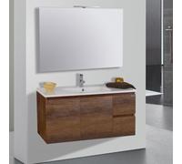 Mobile da Bagno Sospeso 100cm Mazzoni Maiorca Light 2+2 Noce Scuro Frassinato