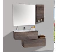 Mobile da Bagno Sospeso 100cm Pensile P18cm Mazzoni Boston 15 Grigio Frassinato