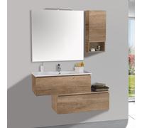 Mobile da Bagno Sospeso 100cm Pensile P18cm Mazzoni Boston 15 Noce Chiaro Frassinato