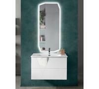 Mobile da bagno sospeso 80 cm CRIZIA con lavabo Bianco Opaco