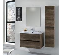 Mobile da Bagno Sospeso 80cm Colonna P18cm Mazzoni Maiorca Light Grigio Frassinato