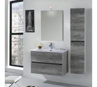 Mobile da Bagno Sospeso con Colonna Mazzoni Maiorca Light Grigio Cemento P18x70 cm