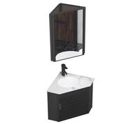 Mobile da bagno sospeso con lavabo singolo e mobiletto portaoggetti, design salvaspazio da parete per bagno, lavanderia e cucina