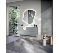 Mobile da bagno sospeso moderno base 100 CRIZIA con lavabo, GRIGIO OPACO