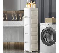 Mobile da bagno sottile, alto e stretto, cassetti su ruote, carrello sottile per piccoli spazi