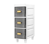 Mobile da bagno sottile bianco con 6 cassetti verticali, unità salvaspazio per bagno e camera da letto, design a 3 livelli per massimizzare lo spazio di archiviazione