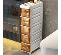 Mobile da bagno sottile - Scaffale alto e stretto per piccoli spazi, multifunzione, verticale, soluzione compatta per riporre oggetti, cassettiera sottile, design salvaspazio