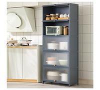 Mobile da Cucina a 5 Ripiani in bambù - Dispensa Alta e autoportante, Stretta e Antipolvere, Facile da Pulire, Elegante Soluzione di stoccaggio (Grigio, 70x33x172 cm)