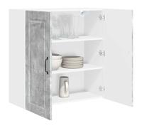 Mobile da cucina a parete, grigio cemento, 80 x 31 x 80 cm, in legno con 3 ripiani regolabili e 2 ante a cerniera, moderno armadio da parete per cucina, design sottile, materiale di montaggio incluso