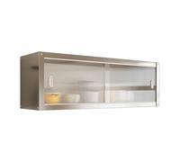 Mobile da cucina a parete, in acciaio inox, con ante scorrevoli, per garage o magazzino, scaffale commerciale, senza pannello posteriore, 100 x 35 x 40 cm