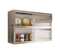Mobile da cucina a parete, in acciaio inox, con ante scorrevoli, per garage o magazzino, scaffale commerciale, senza pannello posteriore, 100 x 35 x 40 cm