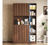 Mobile da cucina alto da 108 cm, scaffale da cucina, scaffale per vino e vetrina in legno di noce