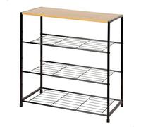 Mobile da cucina Max Home, 60x40x82 cm, Legno e acciaio, 3 livelli e 4 ganci laterali, Piedini regolabili, Armadio dispensa, Supporto per microonde, Mobili ausiliari, Ripiani portaoggetti (18425)