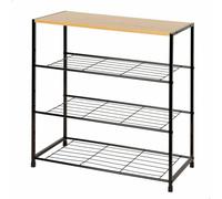 AKTIVE MAX Home Scarpiera in metallo, ingresso ingresso, 63 x 30 x 63 cm, 4 ripiani, legno e acciaio nero, max. 10 kg, stile industriale, aperto, scarpiera per scarpe, organizzazione scarpe (18427)