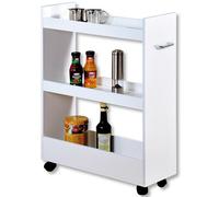 Mobile da cucina stretto su ruote, bianco