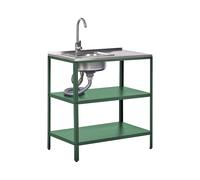 Mobile da giardino in acciaio con lavello a leva con ripiani in acciaio inox ne