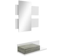 Mobile da Ingresso 2 in 1 con Specchio da Parete 75x3.5x75 cm e Cassetto 75x30.5x20 cm, Grigio e Bianco