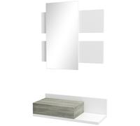 Mobile da Ingresso 2 in 1 con Specchio e Cassetto in MDF Grigio e Bianco