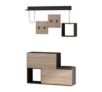 Mobile Da Ingresso Con Scarpiera Appendiabiti E Mensole Effetto Legno Holdon