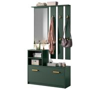 Mobile da Ingresso con Scarpiera Appendiabiti e Specchio Lind Verde