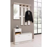 MOBILE DA INGRESSO CON SPECCHIO EFFETTO ANTICATO BIANCO 100X180X25 CM