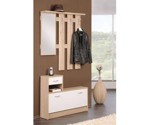 MOBILE DA INGRESSO CON SPECCHIO EFFETTO QUERCIA 100X25X180 CM