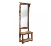 Mobile da ingresso in legno con specchio ripiani e appendiabiti integrati