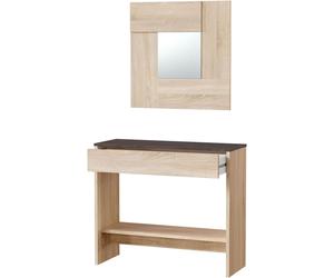 Mobile da Ingresso Moderno in Legno Con Specchio 1 Cassetto 2 Ripiani 92x33x79h