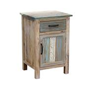 Mobile da interno con 1 cassetto e 1 anta in legno antichizzato multicolore