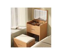 Mobile da letto compatto con luci a LED e specchio ribaltabile (altezza in legno, 45 cm), elegante tavolo da trucco per piccoli spazi, ideale per ragazze e adolescenti.