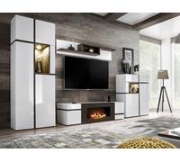 Mobile Da Soggiorno CROSS PEW Con Camino A Bioetanolo Lucido Led Push-Click