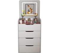 Mobile da trucco in Legno Massello con Specchio Cosmetico, Toletta con Illuminaz