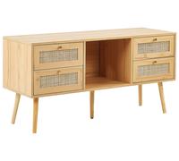 Mobile da TV in rattan legno chiaro con 4 cassetti Perote